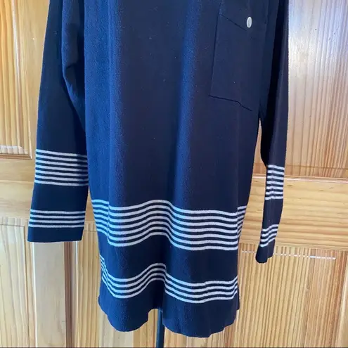 Episode Wool Blend Striped Tunic Sweater Black Size Medium