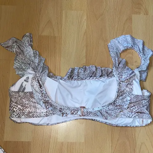 NWT Radio Fiji Bali Bikini Top & Bottom Snake Print Damen Ruffle Women’s Medium Pink