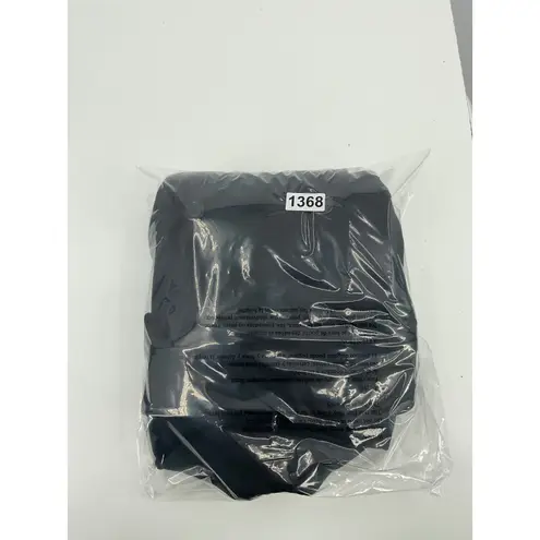 Donna Karan Black Wool Leather Trim Double Breasted Peacoat Jacket Womens