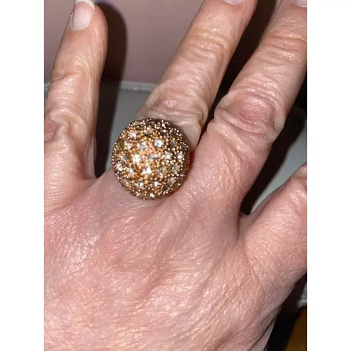 Lot of 3 Statement Rings Adjustable Bands Peacock Enamel Rhinestone Cocktail Gold