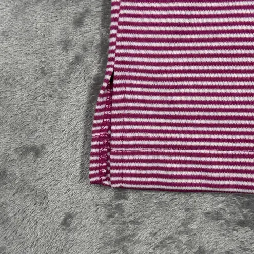 Jantzen Shirt Womens Large Pink White Striped Floral Embroidered Tee Vintage