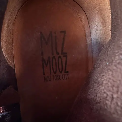 Miz Mooz Ruched Ankle Boots Soft Leather Brown Inside Ankle Zip