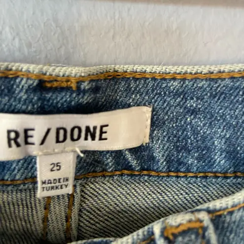 RE/DONE  Ultra High Rise Stovepipe Jean in Vintage Indigo Destroy Size 25