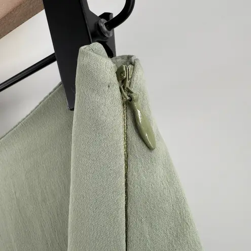 R.G. Kane Hestia Skirt Size Small Sage Green Mini/Midi High Slit Satin NEW NWOT