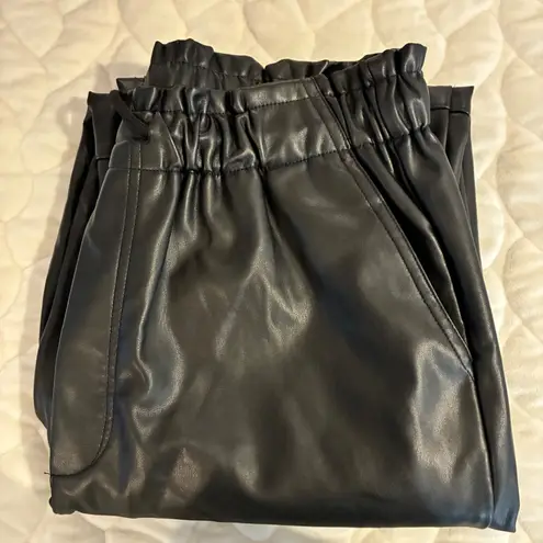 Molly Bracken Vegan Leather Pants High Waist Drawstring Tapered Leg Size L