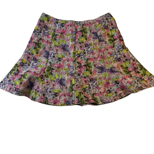 Very J Floral Print Skirt A Line Mini Skater Multicolor Spring Summer Party