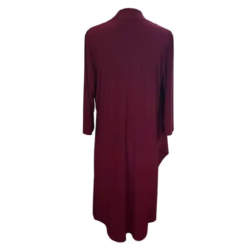 Clara Sun Woo Size L Crossover Tulip Hem Dress Merlot Burgundy Slinky Red Size L