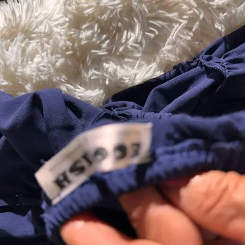 Ecowish Navy Blue Lace Tiered Mini Dress – Size Large, Adjustable Straps & Bow B