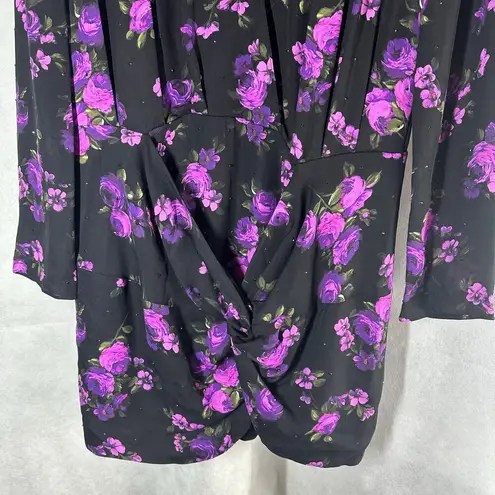 Magda Butrym Dark Floral Printed Silk Pesaro Mini Dress Size US 6 UK 10 FR 38