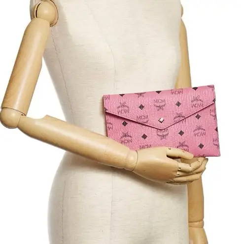 MCM Visetos Leather Clutch Bag in Pink New with Tag