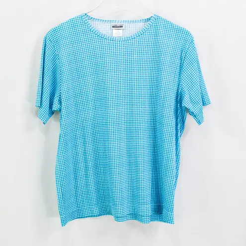 Cabin creek  Blue White Vintage 1990s Gingham Check Plaid Top