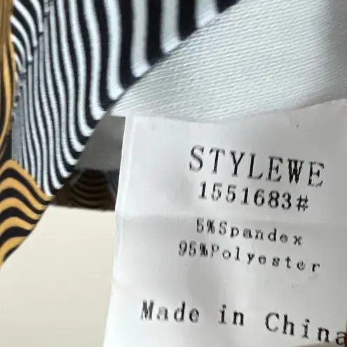 NWT Stylewe Dress Womens S Sleeveless Geometric Retro 60s Mod Quirky Psychedelic Brown