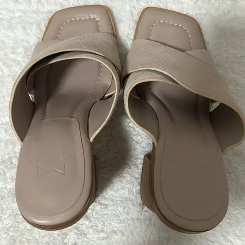 Marc Fisher  LTD Women's Size 5.5 Barli Block Heeled Sandal Mules Light Natural