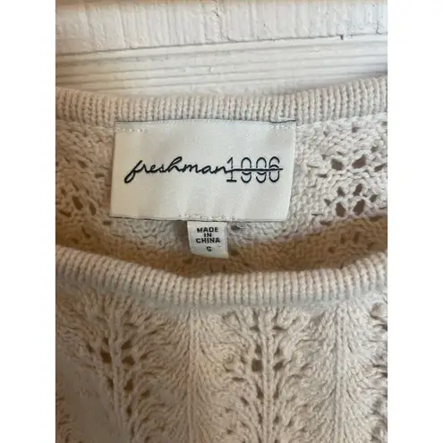 FRESHMAN 1996 Crochet Top Flutter Sleeve Small S