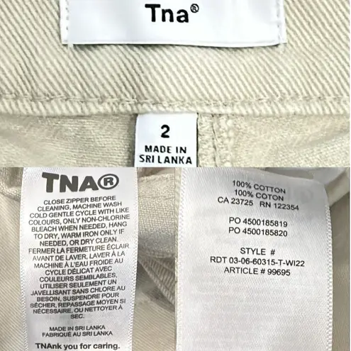 Aritzia TNA Greenwich Twill Utility Pant Mullein Beige Carpenter Gorpcore Size 2