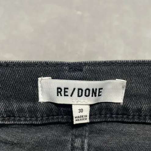RE/DONE Jeans Womens 30 Black 70s Ultra High Rise Stove Pipe Stretch Button Fly