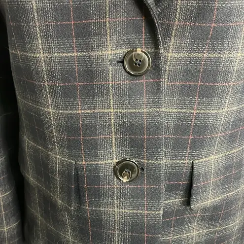 Max Mara Weekend Single Breasted Blazer Size 6 Plaid Navy Business Italy