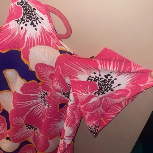 Stylus Floral Cold Shoulder Top shirt blouse