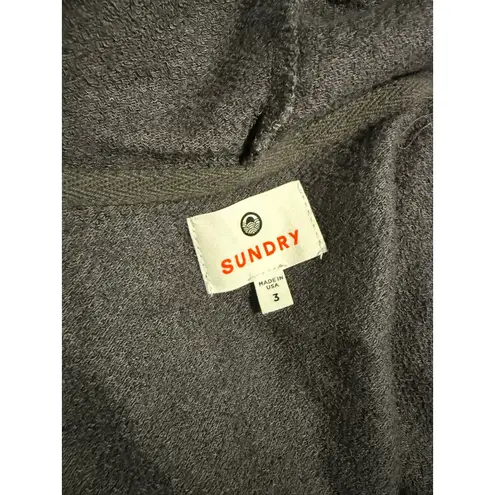 Sundry Women's Zip Hoodie Large Gray Camo Print French Terry Made in USA Casual