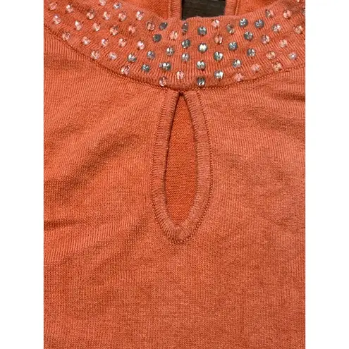 Vertigo Paris Sleeveless Sweater Salmon Rhinestones at Collar Size M