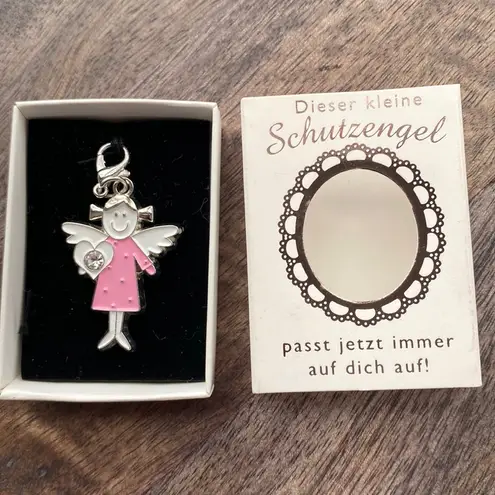 Little Guardian angel pendant Crystal enamel pink white Made in Germany new