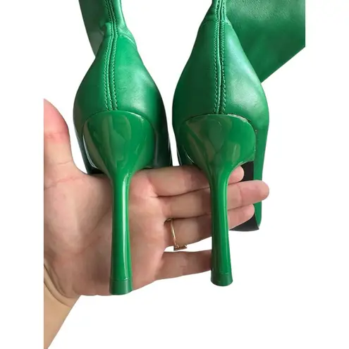 Forever21 Green Faux Leather Pointed Toe Stiletto Heel Ankle Boots Size 5.5