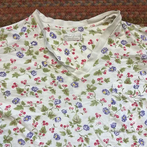 VTG CHERRY PURPLE FLOWER NIGHTGOWN TEE DRESS Red Size M