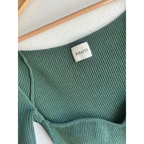 Khaite Beth Long Sleeve Bustier Midi Dress Medium Green
