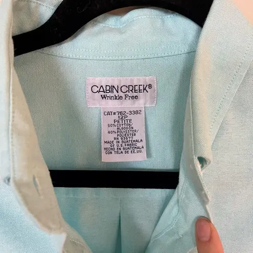 Cabin creek  Aqua Button Down | Size 12P | EUC | Discontinued