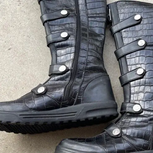 Vintage DC Animal Print 361347 Black Leather Snow Boots Women’s Black Sz 7.5