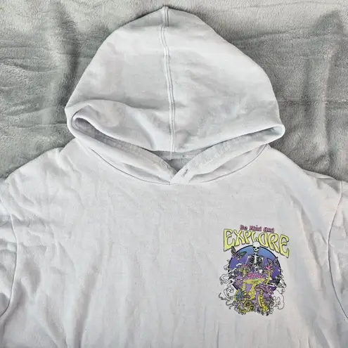 Fresh Laundry Explore Trippy Magic Shroom Skull Butterfly Hoodie Size Large Gray