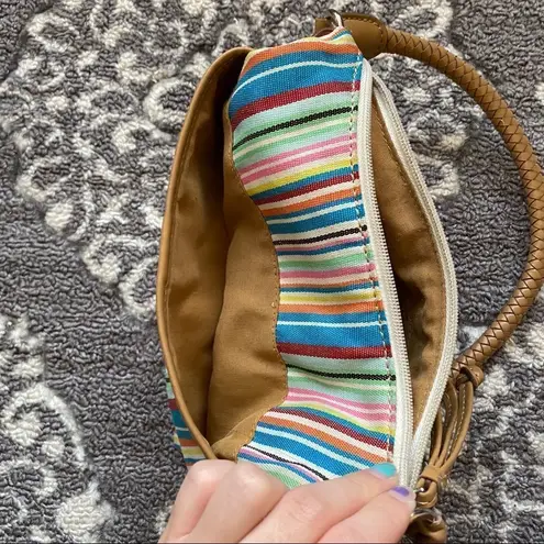 Rainbow striped mini purse Pink