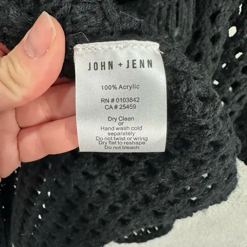 JOHN + JENN Black Long Sleeve Open Front Crochet Knit Cardigan Small Petite Size undefined