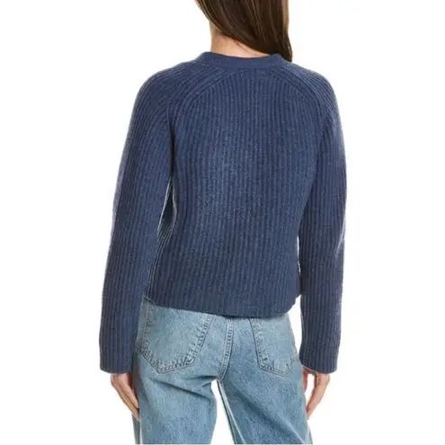 Ganni Rib Knit Cardigan Dutch Blue Boxy Wool Cropped Sweater