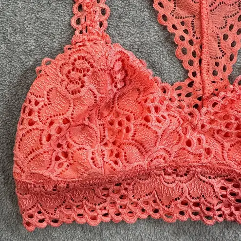 Aerie  Bralette Lace Racerback Women's Size Small Salmon Pink Stretch Boho Bra