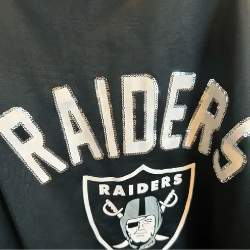 NWT NFL RAIDERS Women’s Zip Up Jacket With Sequence Outlined Sz XXL Black