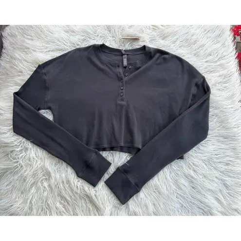 SKIMS Waffle Henley Long Sleeve Ash Size XL