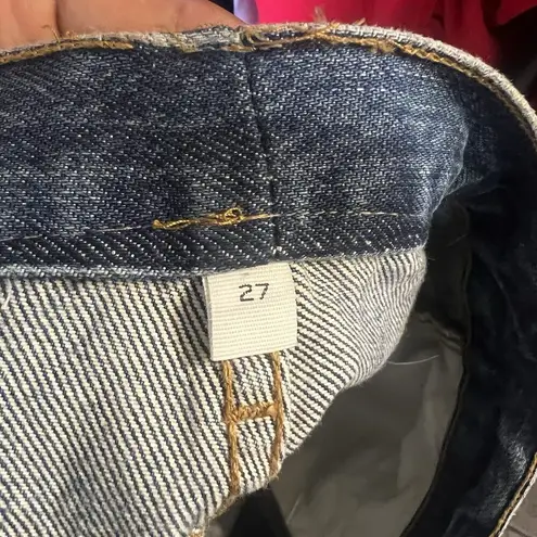 Frame Bales Road Denim Mini Skirt Y2K Distressed Hem Size 27 Grunge Bohemian