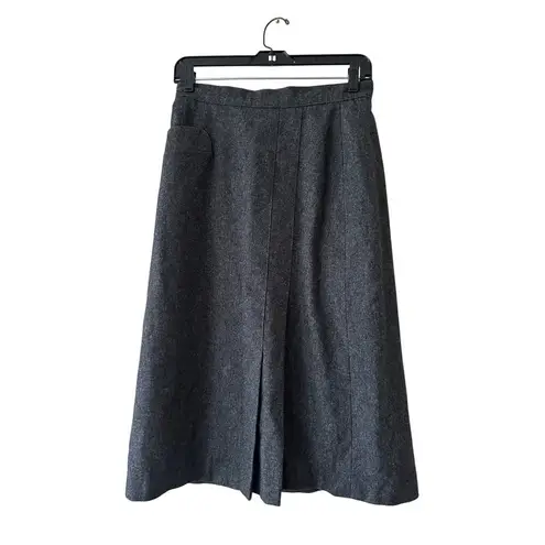Vintage Hunters Run Wool Skirt Gray Midi Long Dark Academia 80s Minimalist 28 Size undefined