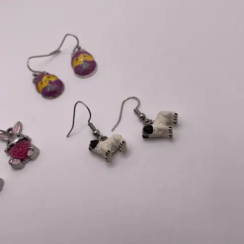 Lot Of 4 Costume Earrings Pierced Dangle / Drop Easter Egg, Rabbit, Pug, Koala