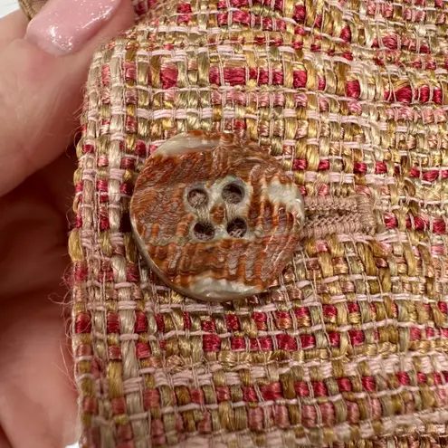 Lafayette 148 New York Petite Tweed Blazer Jacket Pink Tan Size 8 Linen Blend