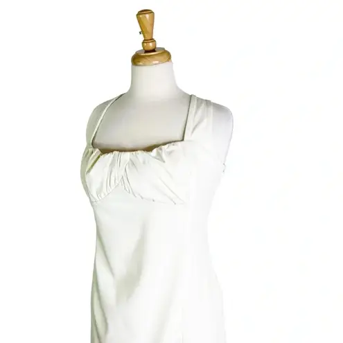 NICHOLAS Twill Gathered Sheath Dress White Ivory Size 14