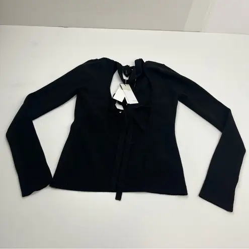 Monse Bikini Long Sleeve Knit Top Womens Size Small Merino Wool Blend NEW Black