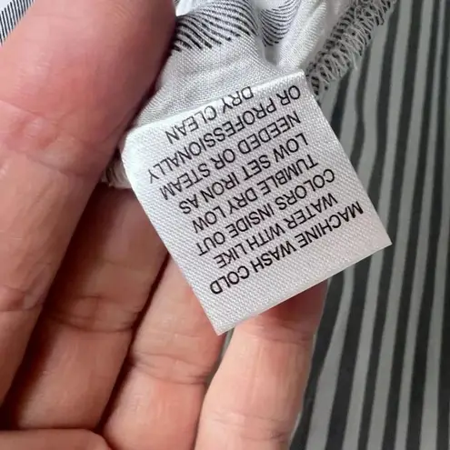 Grand & Greene Vertical Striped 3/4 Sleeve Button Up Tunic Top Size XL White