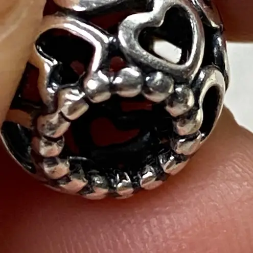 Authentic Pandora 925 Silver Openwork Hearts Bead Charm Jewelry Making