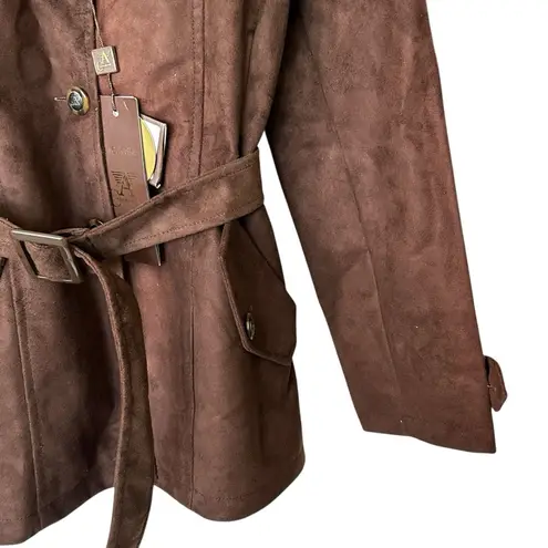 Armani Collezioni A Collezioni Suede chocolate brown leather jacket coat women's M NEW