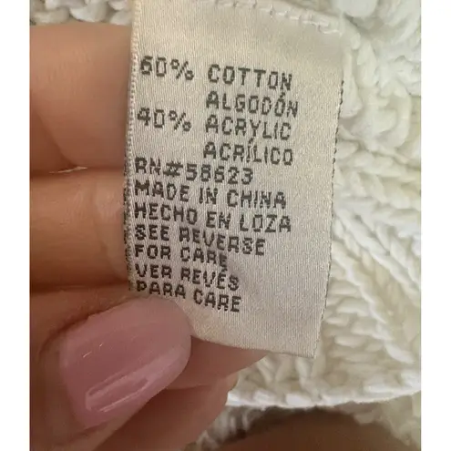 Carducci XL Cable Knit Button Front Shawl Collar Cardigan Chunky Sweater White