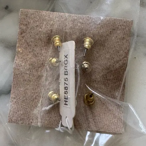 NWT Bansri Gold Tone Equestrian Earring Stud 3 Pair Set horse, compass, fleur