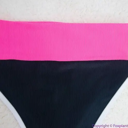 Beach Riot NEW Emmy Bottom In Black Neon Pink Colorblock, XS