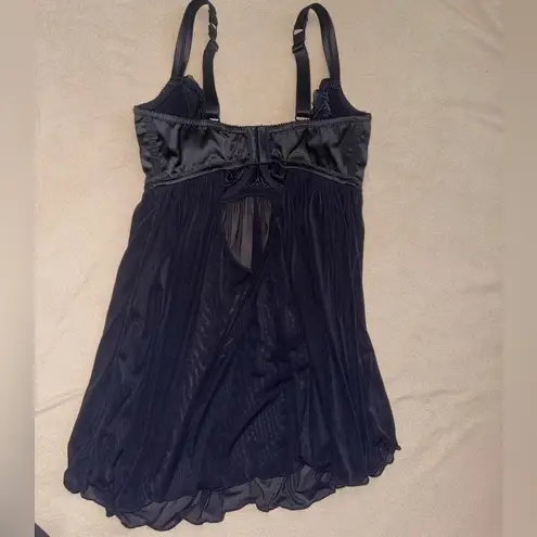 Parfait Black lace lingerie babydoll lingerie rhinestone chemise goth sexy Size M